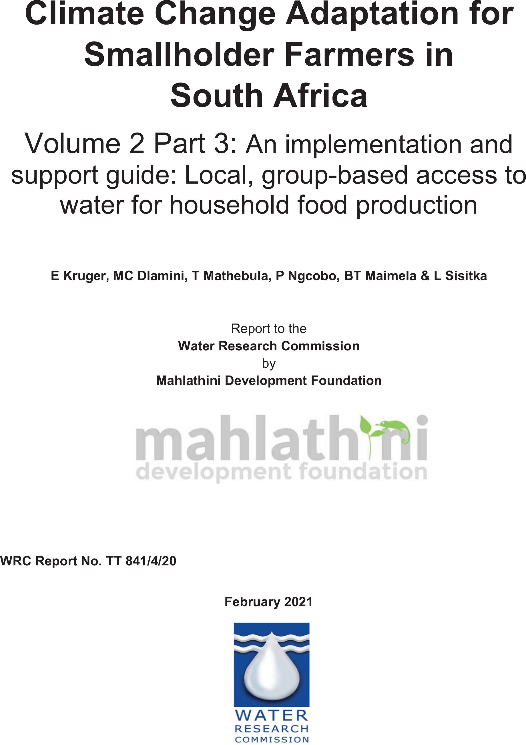 WRC-CCA Final Report - CRA Implementation Water Access | Mahlathini ...